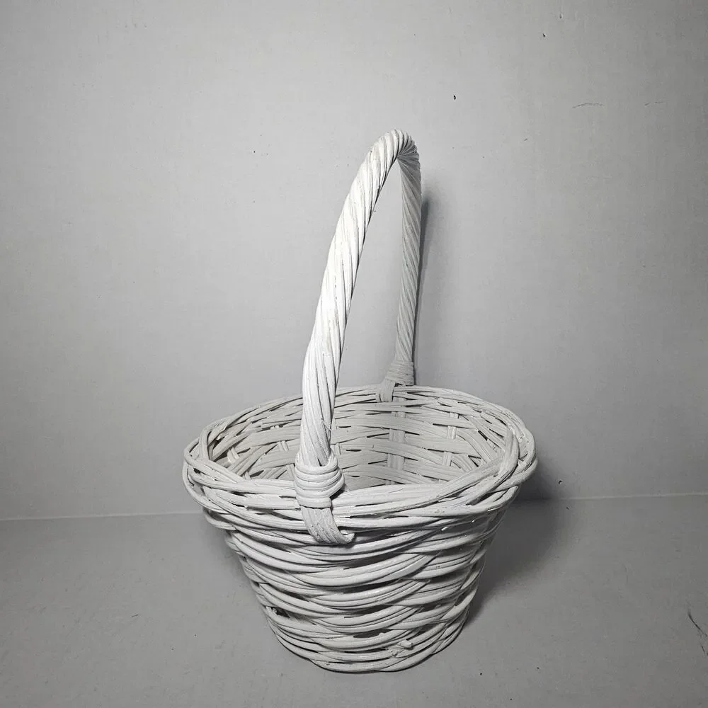 Painted White Easter Basket 12 Inches